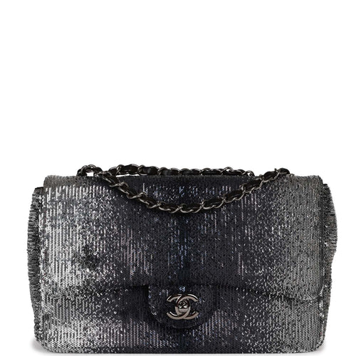Pre-owned Chanel Maxi Classic Single Flap Bag Black Caviar Silver