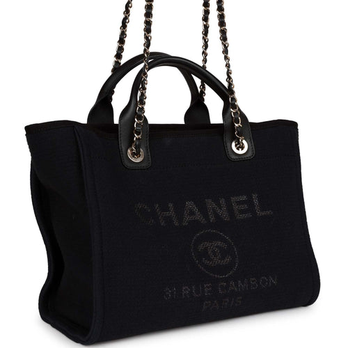 Chanel Large Deauville Shopping Bag Imitation Pearl and Black