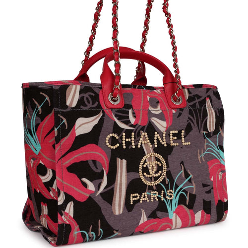 Chanel Small Deauville Shopping Bag Green and Pink Tropical Floral Vel –  Madison Avenue Couture