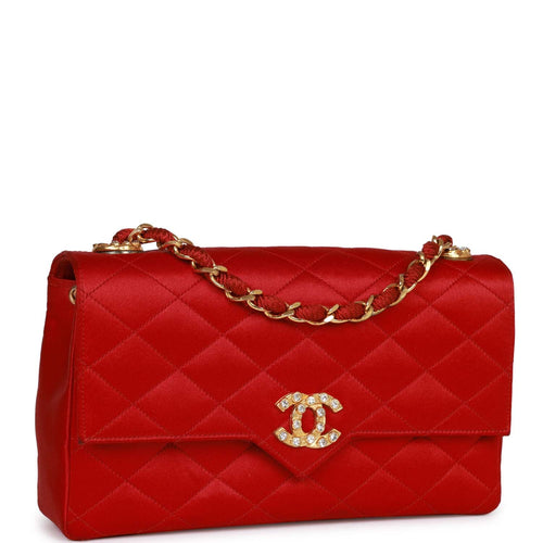 Vintage Chanel Mini Flap Bag Red Satin Gold Hardware – Madison Avenue  Couture