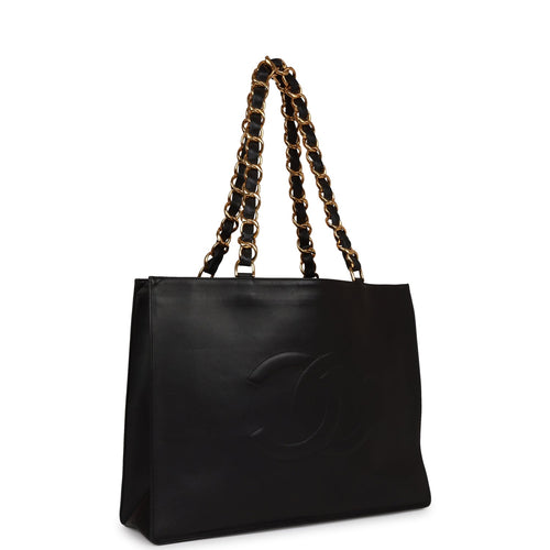 CHANEL Lambskin Large Shopping Chain Tote Black 1314857
