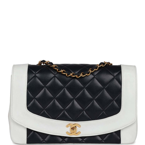 Vintage Chanel Cambon Flat Messenger Black and White Lambskin Silver H –  Madison Avenue Couture
