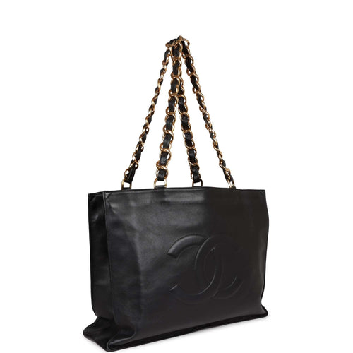 Vintage Chanel CC Chain Shopping Tote Bag Black Lambskin Gold Hardware –  Madison Avenue Couture