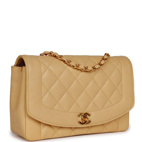 CHANEL Caviar Diana Classic Flap 24KT Gold Hardware Handbag