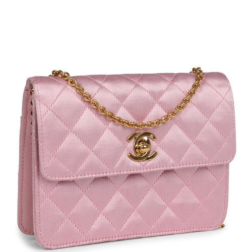 Vintage Chanel Kelly Handle Flap Bag Pink Caviar Gold Hardware