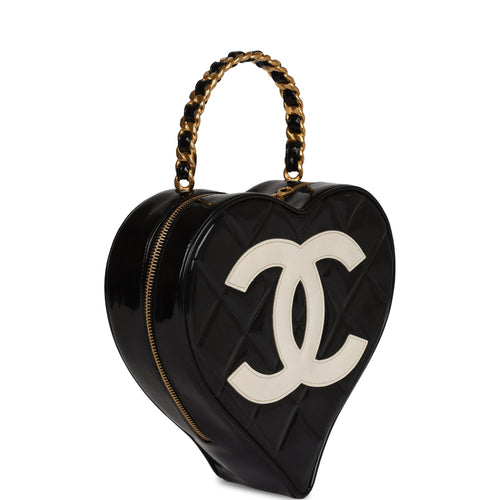 Vintage Chanel Vanity Heart Mirror Bag Black Patent Gold Hardware – Madison  Avenue Couture
