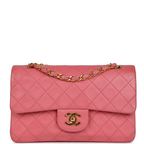 Chanel Vintage Pink Tweed Medium Classic Soft Pink Flap Bag at 1stDibs