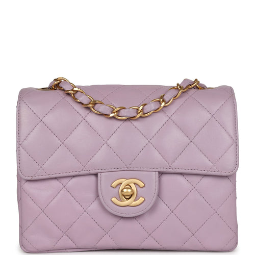 CHANEL Lambskin Quilted Flap Phone Holder With Chain Purple 1097087