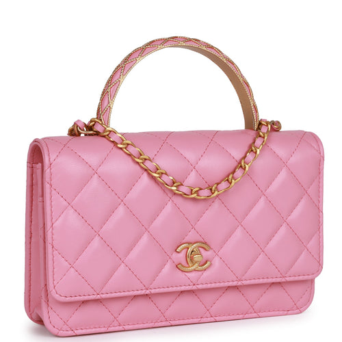 Pre-owned Chanel Wallet on Chain WOC Pink Caviar Light Gold