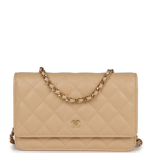 Chanel Classic Wallet on Chain, Beige Caviar with Gold Hardware, New in Box  WA001