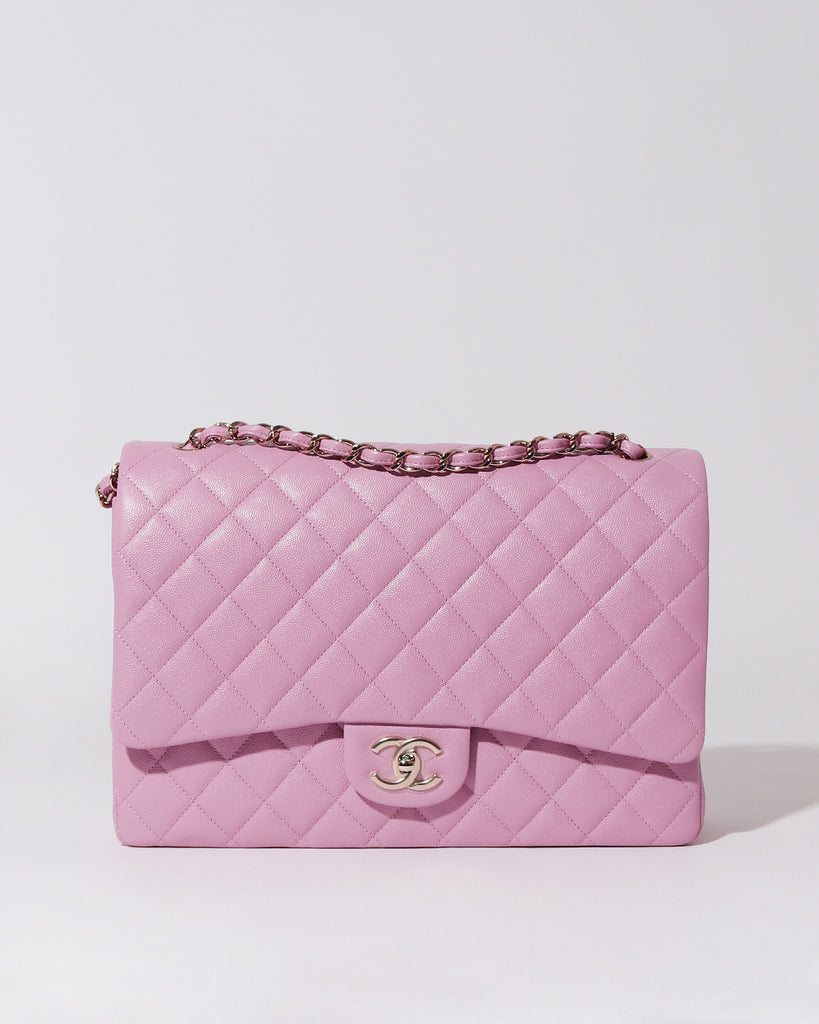 Chanel Iridescent Pink Python Classic Double Flap Jumbo Q6B2F92FP4000