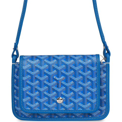 Goyard Sky Blue Chevron Print Coated Canvas Goyardine Rouette PM