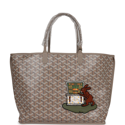Shop GOYARD Goyard Embroidered Anjou PM Bag Khaki Pink 28cm by AripiLondon