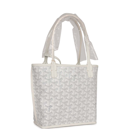 Goyard Goyardine White Anjou GM Reversible Tote Bag Silver