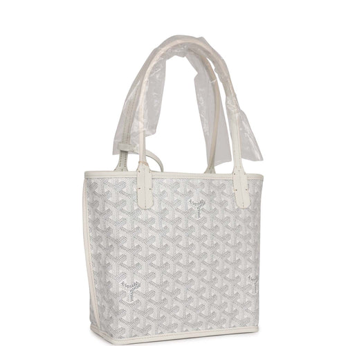 Goyard Goyardine White Anjou Mini Reversible Tote Bag Silver Hardware –  Madison Avenue Couture