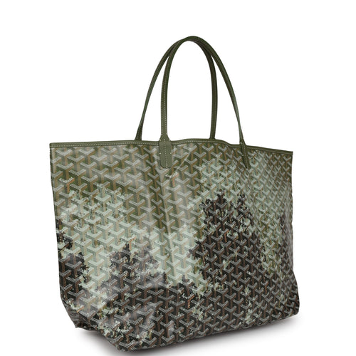 Goyard St Louis GM White Large Chevron Canvas Leather Tote Bag