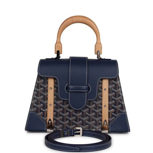 Goyard Navy Blue Goyardine Coated Canvas and Leather PM Saigon Top Handle  Bag Goyard