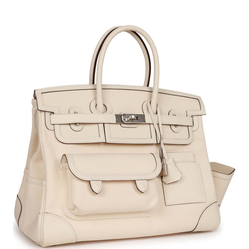 HERMÈS Birkin Cargo 25 handbag in Sesame Swift leather and Canvas with  Palladium hardware-Ginza Xiaoma – Authentic Hermès Boutique
