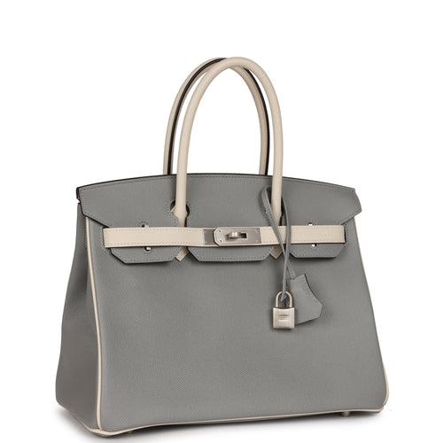 Hermes Personal Kelly bag 25 Sellier Craie/ Gris asphalt Epsom