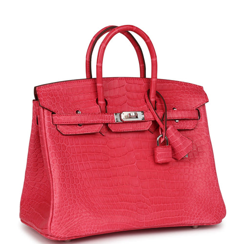 Hermes Birkin 25 Bag 5p Pink Matte Porosus Croc PHW