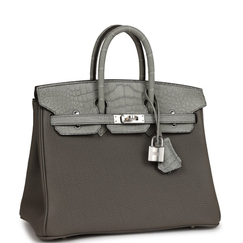 Hermes Touch Birkin Bag Grey Togo with Matte Alligator with Gold Hardware  30 Gray 2254821