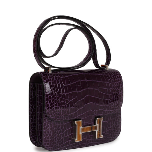 Hermès Constance 18 Alligator Ultra Violet Bag - Palladium