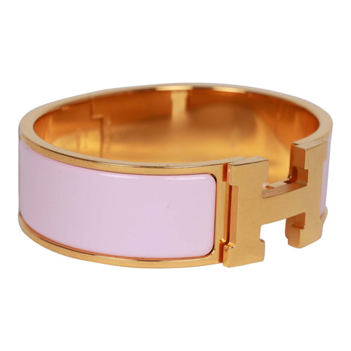 Hermes Rose Dragee Clic Clac H Narrow Enamel Bracelet Rose Gold PM –  Mightychic