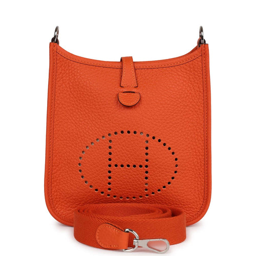 Hermes Evelyne II Leather Ardennes Shoulder Bag (Authentic) Red