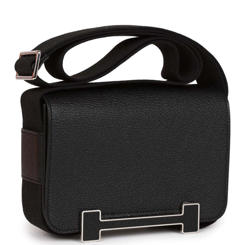 HERMES Evercolor Kelly Danse II Belt Bag Black 696524