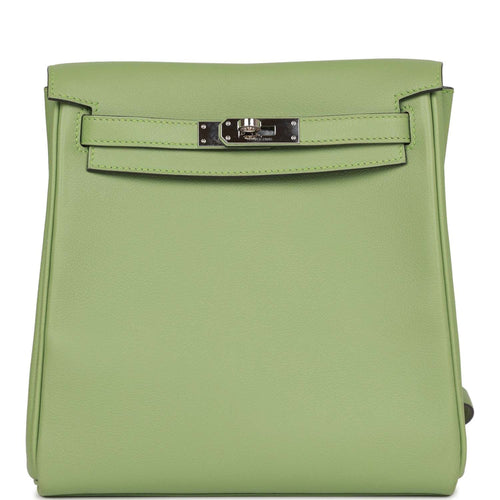 Hac A Dos PM Backpack Vert Absinthe in Togo Leather with Palladium