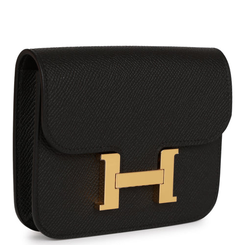 Hermes Constance Slim Wallet Waist Belt Bag Biscuit Gold Hardware