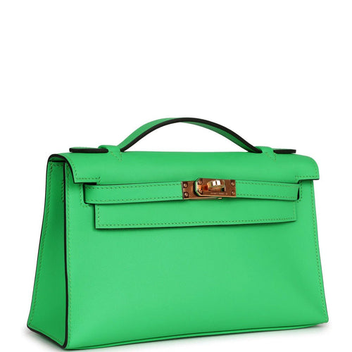 Hermes Shiny Vert Cypress Crocodile Porosus Kelly 32 cm GoldHW Authentic  HERMÈS - SANDIA EXCHANGE