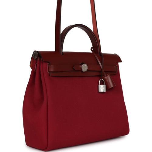 Hermes Bi-Color Capucine/Rouge H Clemence Leather Palladium Plated