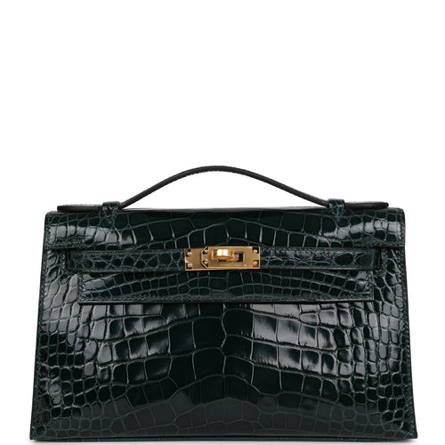 Hermès Kelly Mini Pochette Braise Shiny Alligator Gold Hardware