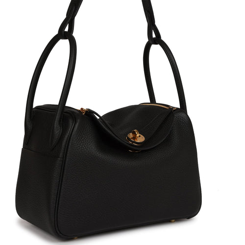 Hermes Lindy 26 Bag Black Clemence Gold Hardware