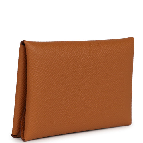 BRAND NEW] Hermes Calvi Cardholder in Poppy Orange Chevre Mysore (Sta