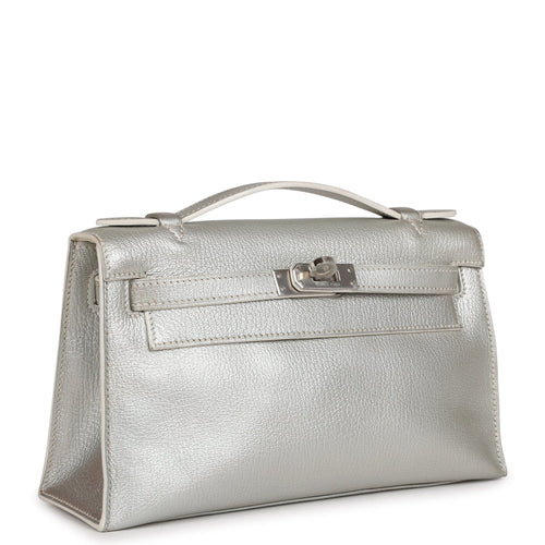 Hermes Kelly Pochette Beton Matte Alligator Palladium Hardware