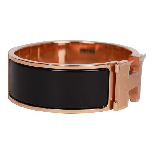 100%AUTH Hermes Wide Clic Clac H Bracelet Rose Nacarat Rose Gold HDW Size  PM