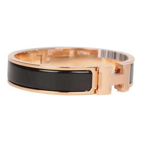 100%AUTH Hermes Wide Clic Clac H Bracelet Rose Nacarat Rose Gold HDW Size  PM