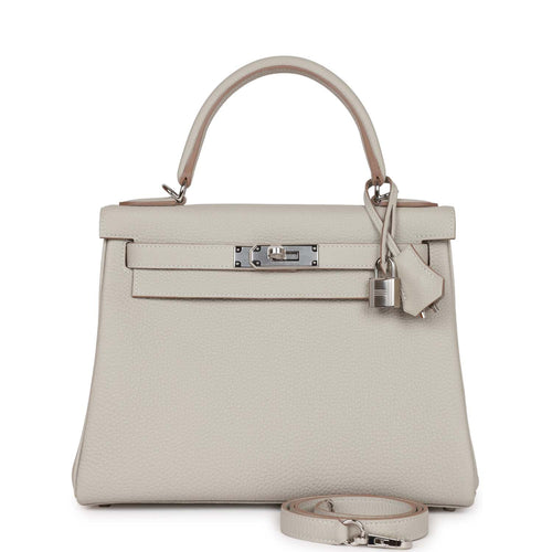 Hermes Gris Mouette GHW Togo Kelly 28 Handbag - MAISON de LUXE