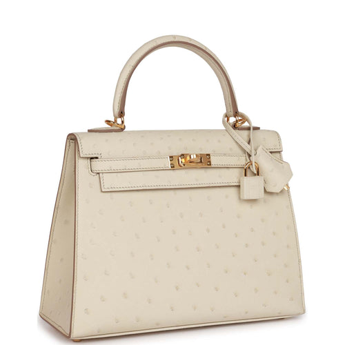 Hermes Kelly Sellier 25 Beton Ostrich Gold Hardware – Madison Avenue Couture