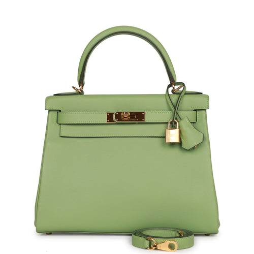 Hermès Kelly 25 Green Leather Handbag (Pre-Owned)