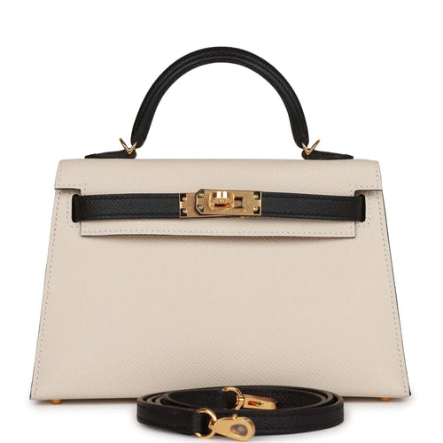 Hermes Special Order (HSS) Birkin Sellier 25 Craie and Black Epsom Gold Hardware Ivory/Black Madison Avenue Couture