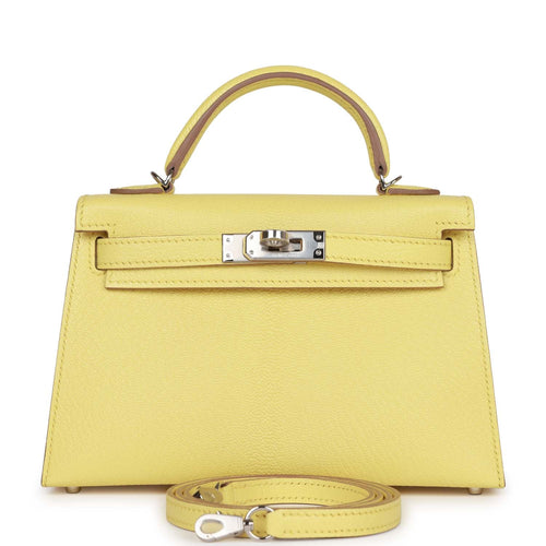 Hermes Kelly 20 Mini Sellier Bag Lime Chevre Leather Palladium New w/B –  Mightychic