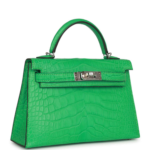 Hermes kelly 20 Vert Jade Croc Phw B stamp