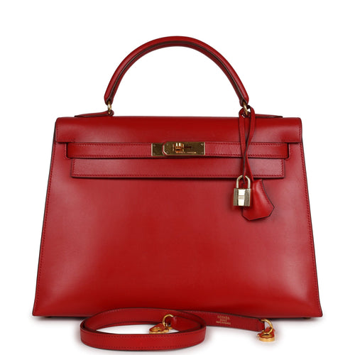 Hermès Kelly 25 In Rouge Vif Tadelakt Leather With Gold Hardware