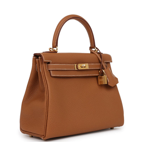 Hermes Kelly 25 Gold Togo Palladium Hardware - Vendome Monte Carlo