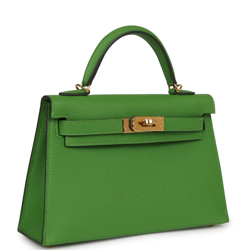 Hermes Kelly 20 Mini Sellier Jade Shiny Porosus Palladium Hardware -  Vendome Monte Carlo