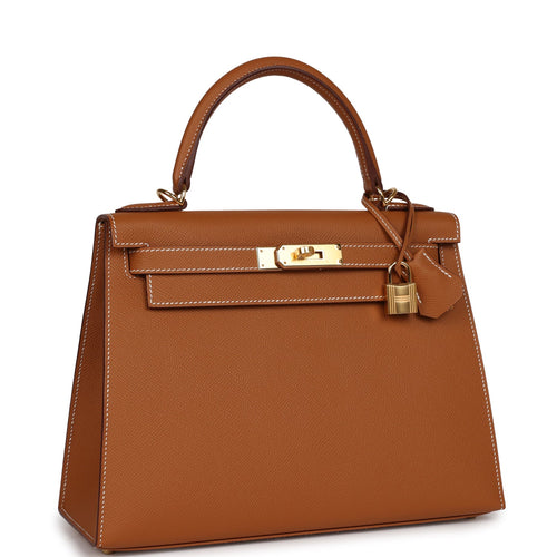 Replica Hermes Kelly Sellier 32 Handmade Bag In Gold Epsom Calfskin