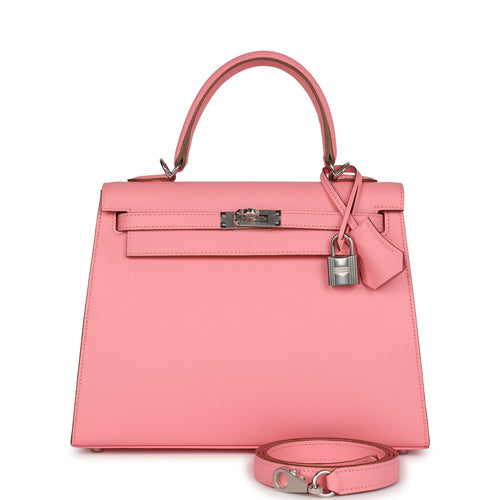 Hermes Rose Confetti PHW Epsom Mini Kelly Pochette Clutch - MAISON de LUXE